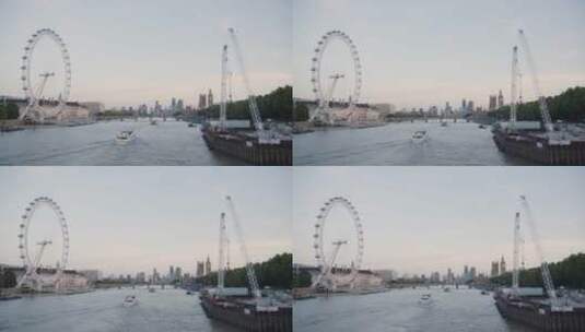 泰晤士河岸上的威斯敏斯特桥和议会大厦 高清在线视频素材下载
