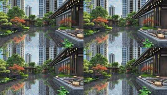 精致新中式园林建筑三维动画高清在线视频素材下载