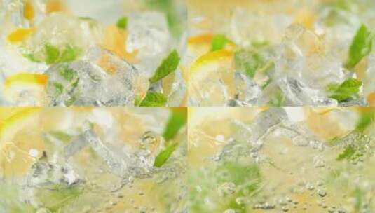 装在杯子里的柠檬加冰块高清在线视频素材下载
