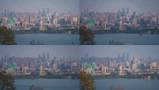 杭州西湖高楼光影变化延时摄影高清在线视频素材下载