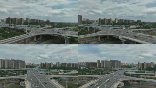 长沙新中路立交桥航拍高清在线视频素材下载