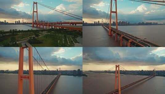 杨泗港大桥  魔幻天气 环绕向上高清在线视频素材下载