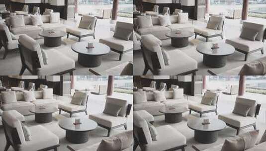 高档酒店内休闲区沙发椅子茶几高清在线视频素材下载