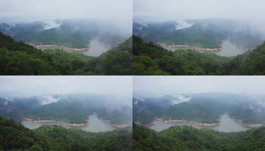 雨中的山林水库高清在线视频素材下载