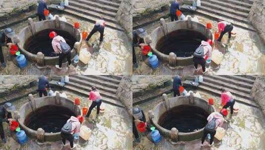 云南红河建水古城大板井古井打水的居民高清在线视频素材下载