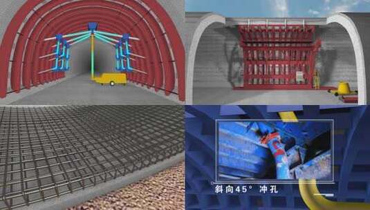 3d三维铁路高铁隧道施工工艺动画展示高清在线视频素材下载