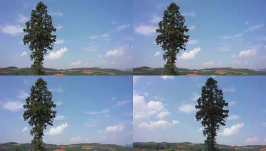4K蓝天白云绿树高山唯美自然风光高清在线视频素材下载