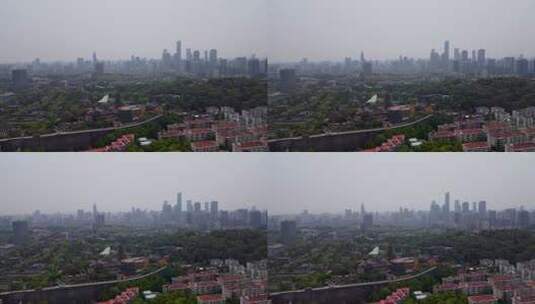 4k 航拍南京玄武湖畔的明城墙特写高清在线视频素材下载
