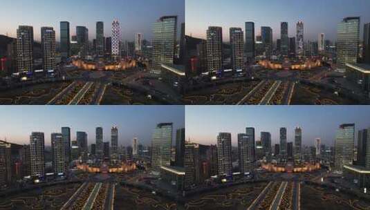 辽宁省大连市星海广场城市高楼天际线航拍高清在线视频素材下载