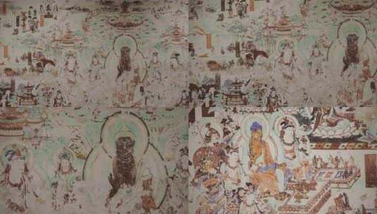 非物质文化遗产敦煌莫高窟壁画高清在线视频素材下载
