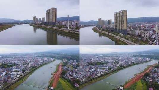 航拍江西省吉安市永新县禾水禾河高清在线视频素材下载