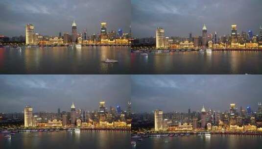 航拍上海·外滩夜景·空镜头4K高清在线视频素材下载
