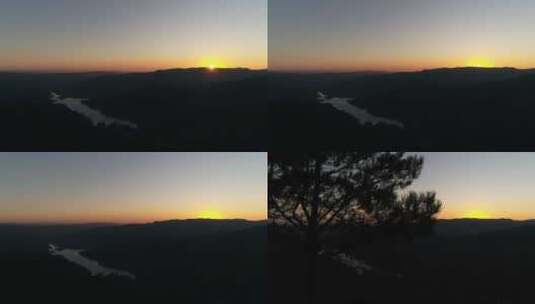 日落时高地的无人机航拍高清在线视频素材下载