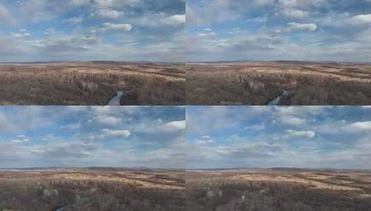 额尔古纳国家湿地公园早春风景高清在线视频素材下载