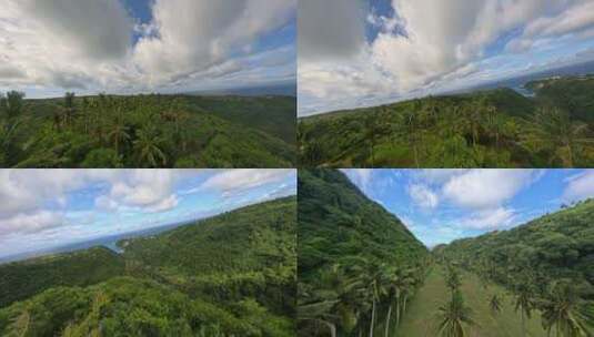 FPV穿越机无人机航拍巴厘岛森林热带雨林云高清在线视频素材下载