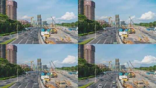 城市脉动8K深圳南山滨海大道繁忙与建设高清在线视频素材下载