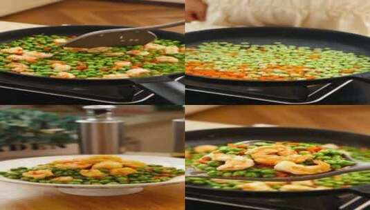 豌豆炒虾仁高清在线视频素材下载