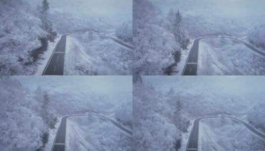 4K冬天雪山道路航拍视频高清在线视频素材下载