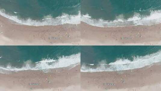 航拍大海海浪拍打沙滩高清在线视频素材下载