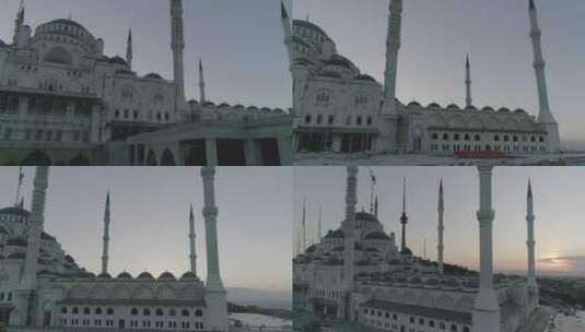 鸟瞰清真寺建筑高清在线视频素材下载