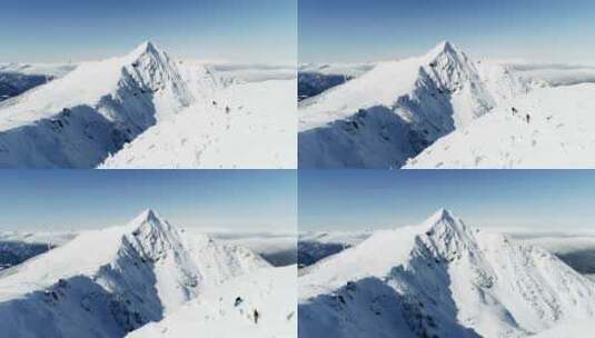 滑雪者在雪山上走高清在线视频素材下载