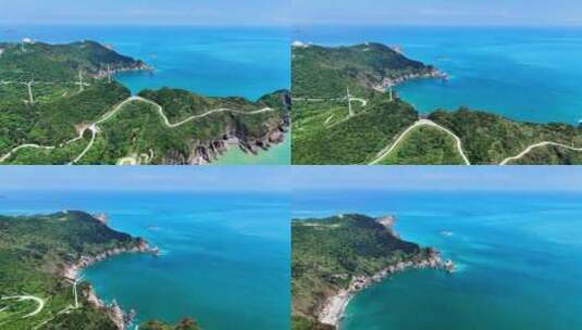 航拍晴朗的台州大陈岛绝美风景高清在线视频素材下载
