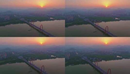 杭州之江大桥日落美景高清在线视频素材下载