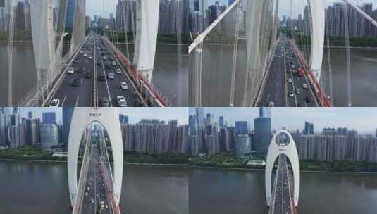广州猎德大桥车流高清在线视频素材下载