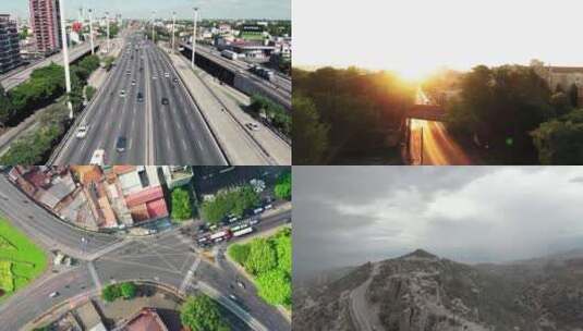 【合集】航拍城市街道交通在白天高清在线视频素材下载