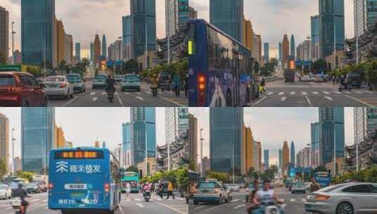 8K震撼深圳罗湖CBD建筑群交通车流延时高清在线视频素材下载