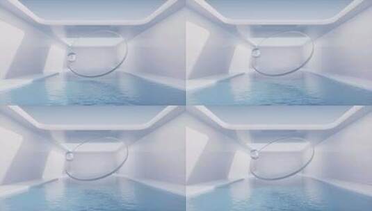 白色的几何建筑空间透明的镜面动画高清在线视频素材下载