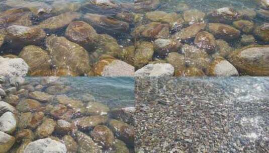 清澈的水面波纹鹅卵石高清在线视频素材下载