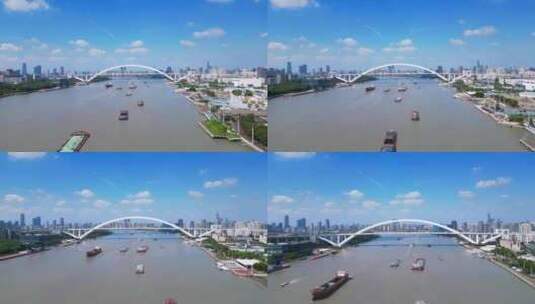上海市黄浦江卢浦大桥城市环境高清在线视频素材下载