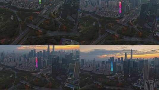 深圳皇岗立交桥带城市大景4K夜景高清在线视频素材下载