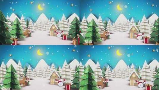 圣诞节卡通背景大屏活动高清在线视频素材下载
