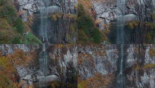 高清实拍眉山洪雅瓦屋山森林瀑布彩虹高清在线视频素材下载