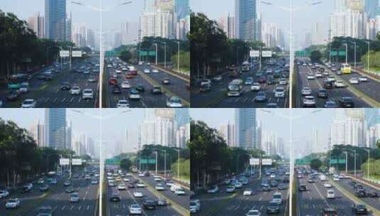 深圳车流延时城市道路交通深南大道车来车往高清在线视频素材下载