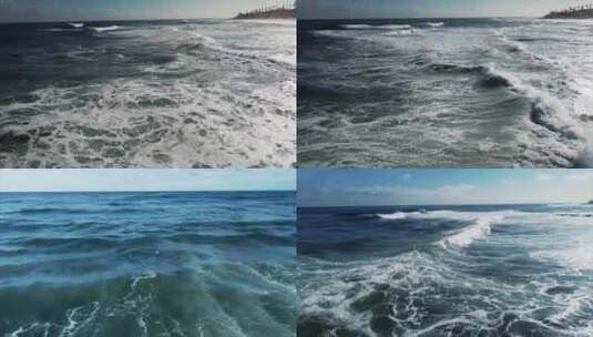 航拍海浪翻滚浪潮涌动海边浪花大海海边潮水高清在线视频素材下载