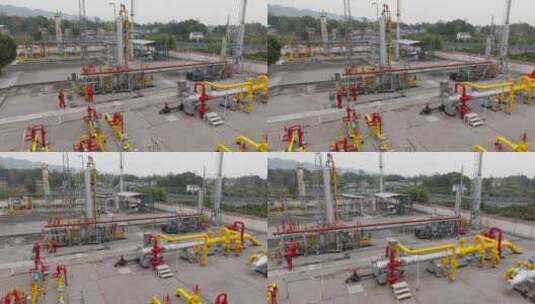 石航拍石油工人巡检天然气集中处理输送中心高清在线视频素材下载