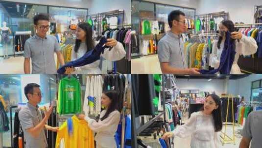 女人在商场挑选衣服高清在线视频素材下载
