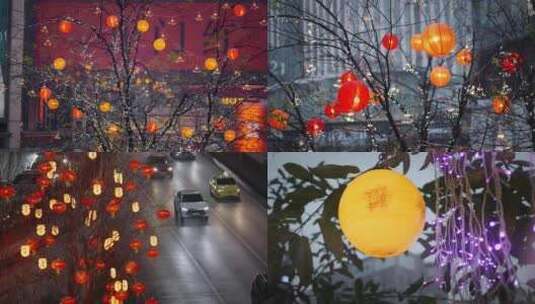 4k新年春节灯饰高清在线视频素材下载