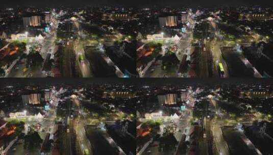 原创 印尼日惹城市建筑夜景航拍风光高清在线视频素材下载