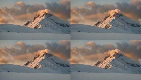 雪山云雾森林阳光树林远山峰大自然生态风景高清在线视频素材下载