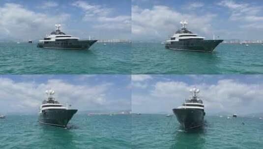 豪华游艇停靠三亚三亚湾高清在线视频素材下载