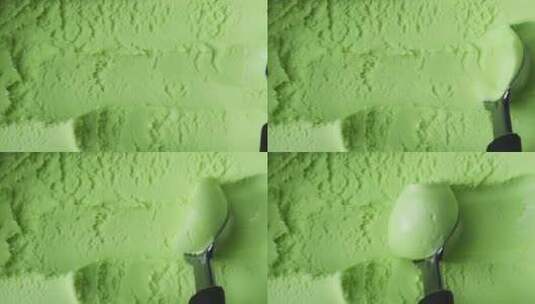 挖冰淇淋特写高清在线视频素材下载