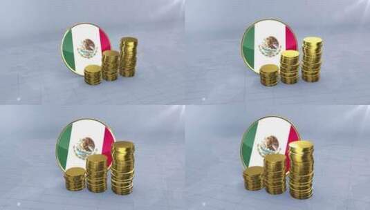 墨西哥国旗与普通金币塔高清在线视频素材下载
