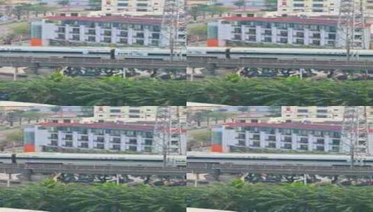 海南三亚行驶中的环岛高铁高清在线视频素材下载