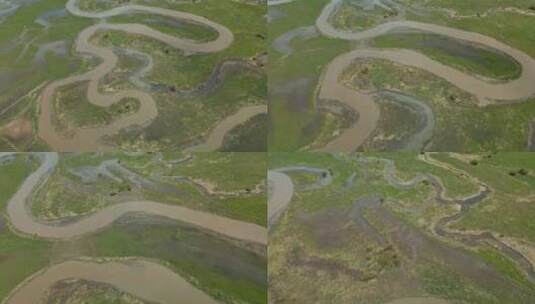 飞过蜿蜒的河流穿过怀俄明州的牧场高清在线视频素材下载