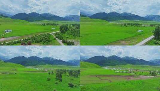 新疆唐布拉草原百里画廊HDR航拍高清在线视频素材下载