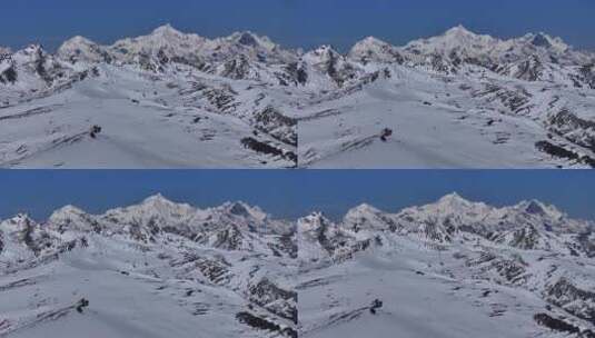 白马雪山山脉垭口群峰航拍高清在线视频素材下载